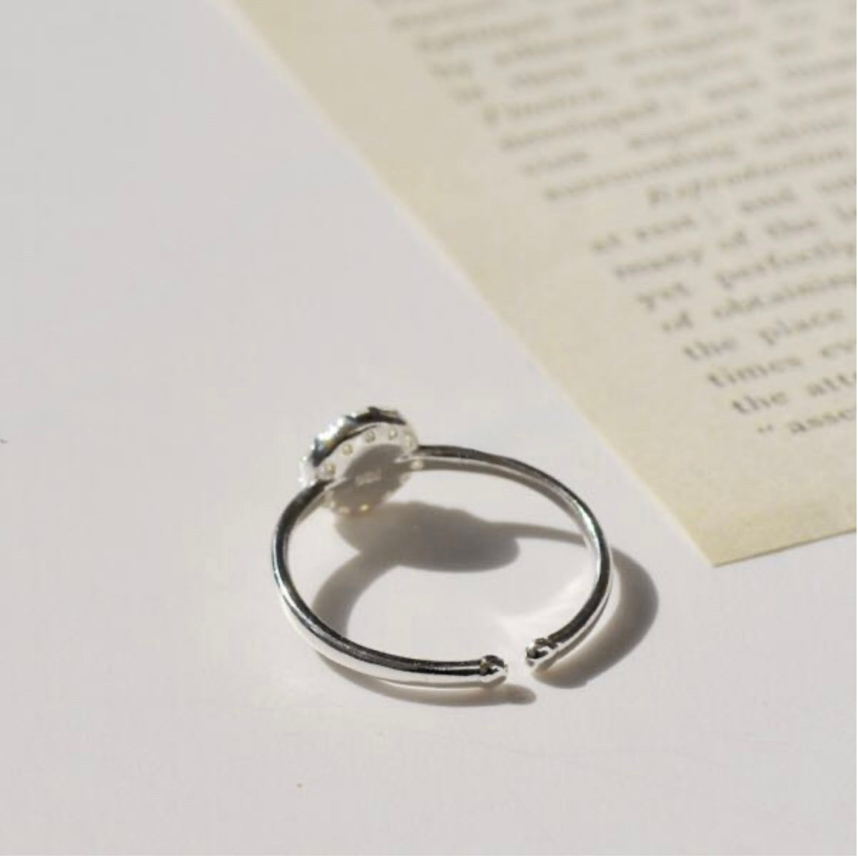 Natural Stone Sterling Silver Ring Made in Korea - Aquamarine/Rose Quartz
