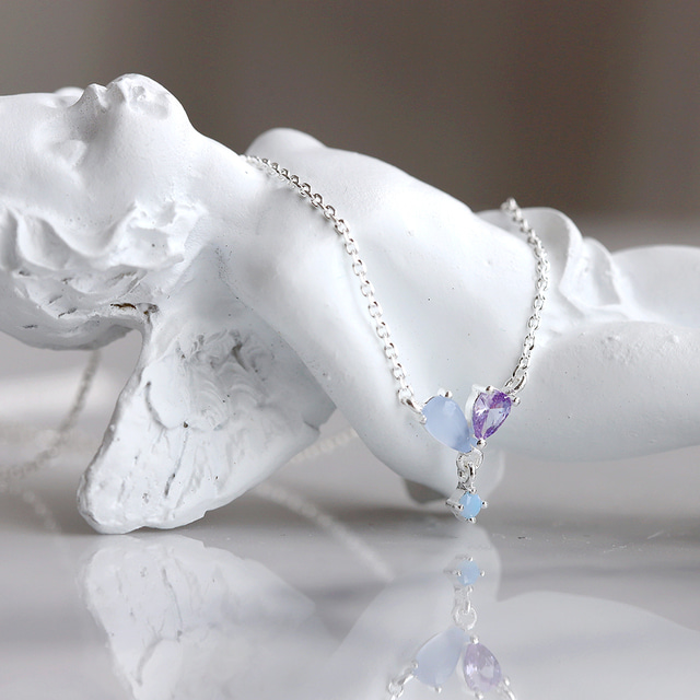 Silver 925 Crystal Heart Elegant Korean Necklace - 2 colors