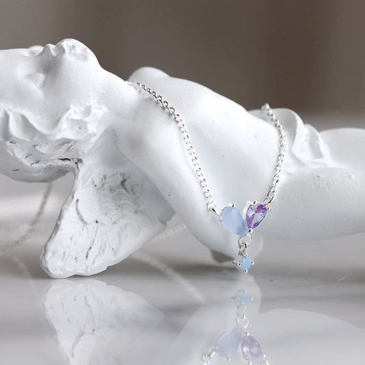 Silver 925 Crystal Heart Elegant Korean Necklace - 2 colors