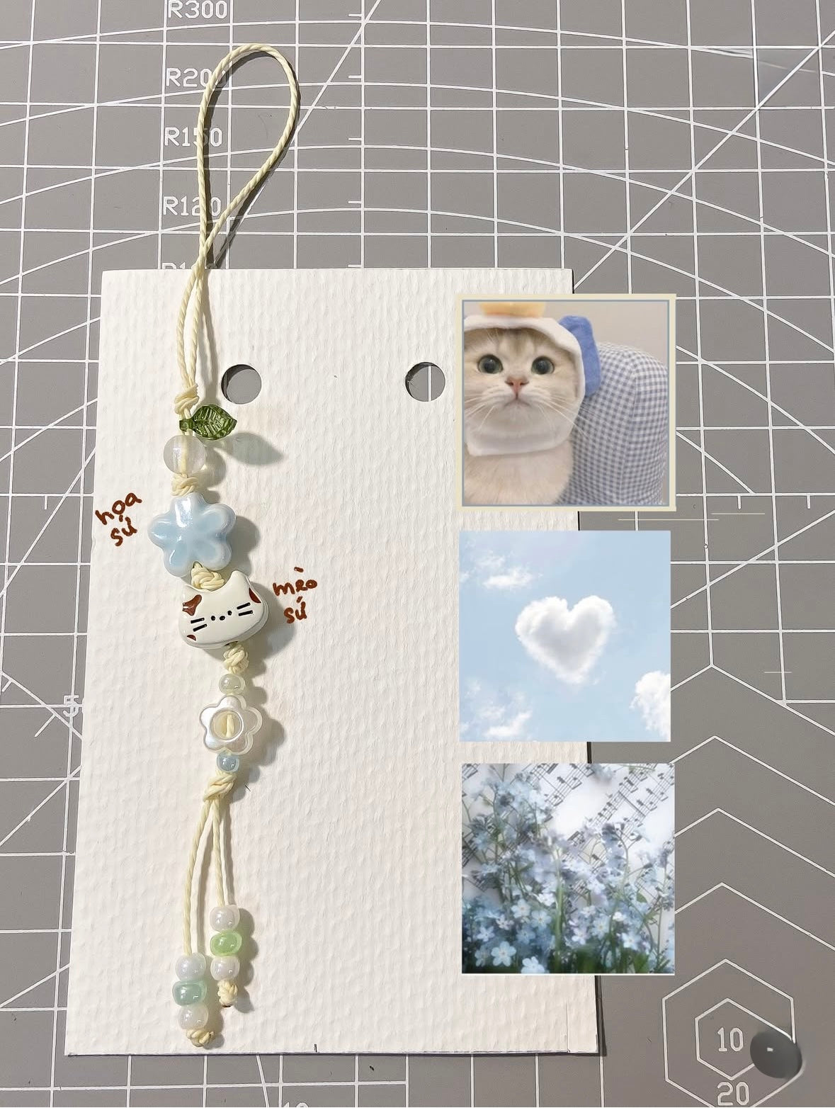Handmade Ceramic Charm Cat/Fish Cute Phone Charm/Key ring