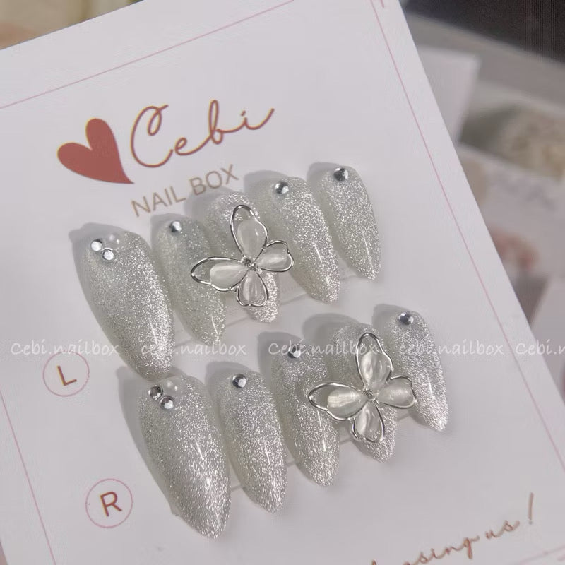 Handmade Glitter Korean Style  Butterfly Y2K Cute Press-on Nails