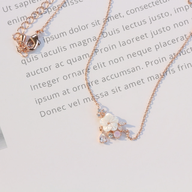 Mother of Pearl Elegant Style Korean Necklace - Rose gold