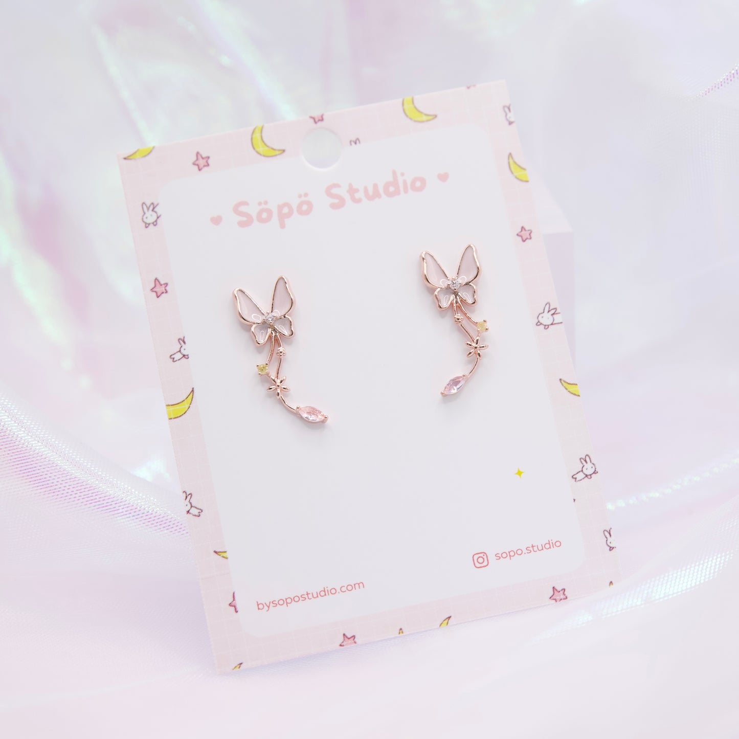 Pink Butterfly Dainty Style Spring Earrings