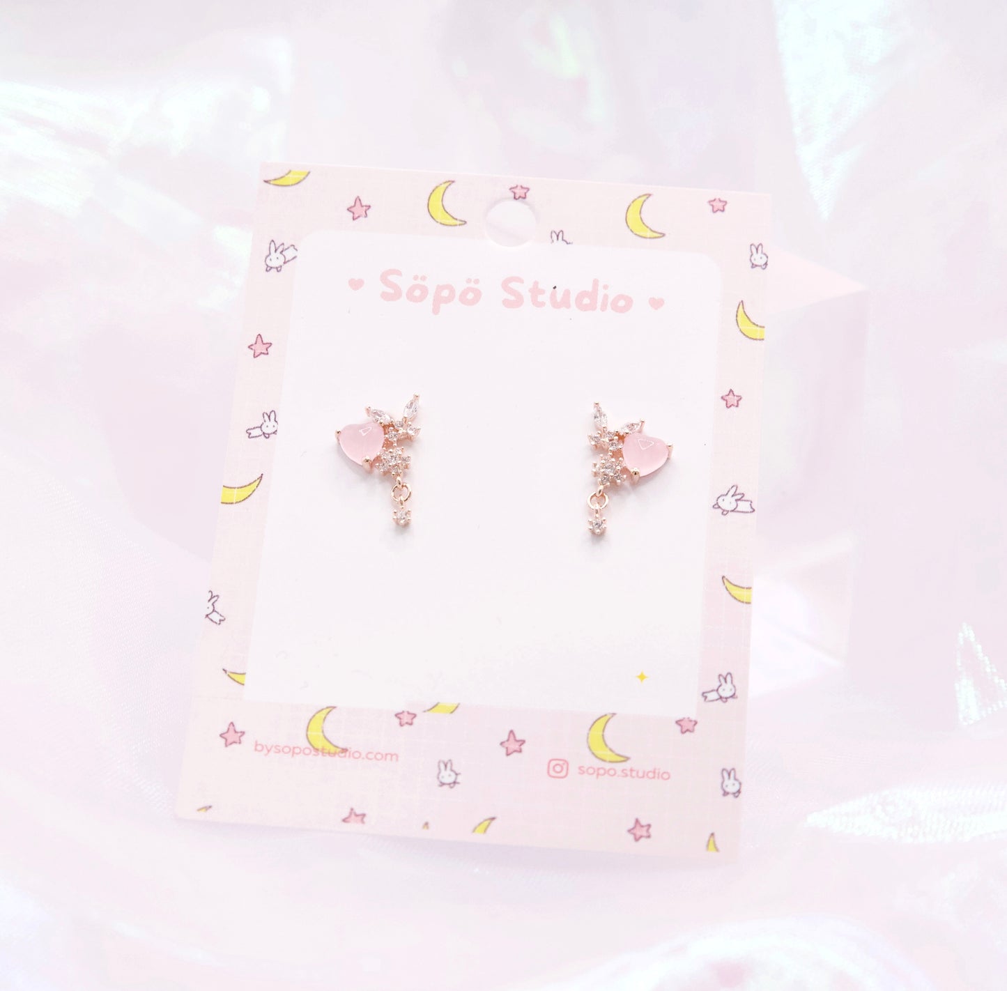 Sweet Pastel Pink Cute Heart Stud Korean Earrings