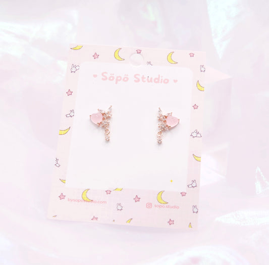 Sweet Pastel Pink Cute Heart Stud Korean Earrings