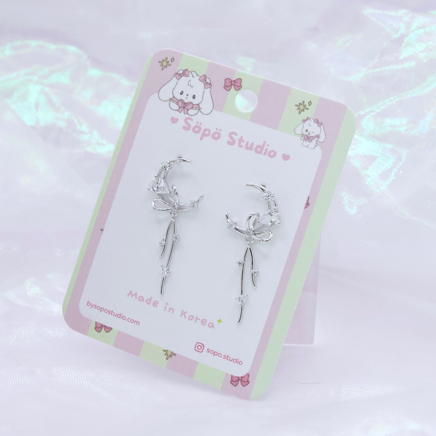 Moon Flower Cute Korean Dainty Style Earrings - 2 Colors