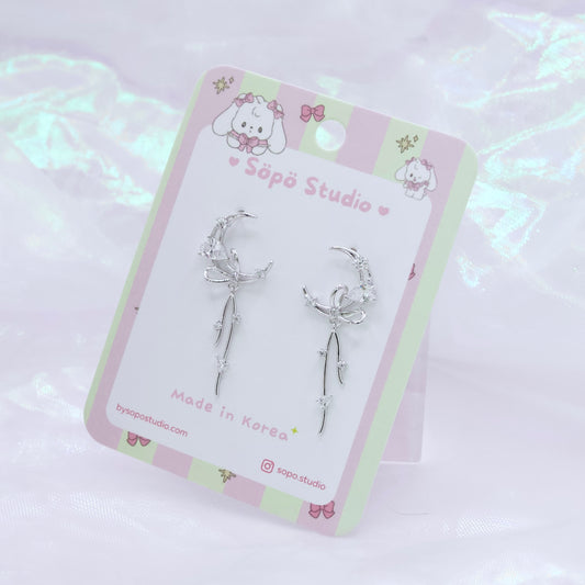Moon Flower Cute Korean Dainty Style Earrings - 2 Colors