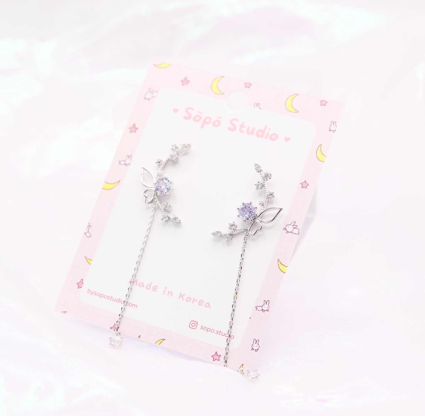 Korean Dainty Style Crystal Butterfly Dangle Earrings