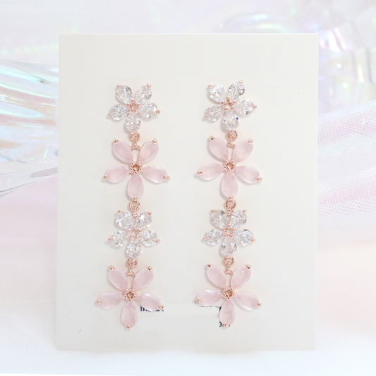 Korean Sakura Blossom Dangle Earrings