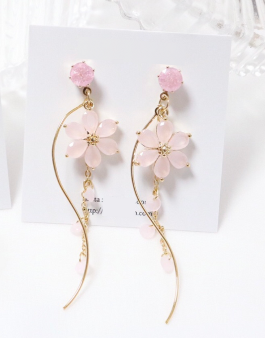 Dandelion Flower Wavy Dangle Romantic Earrings