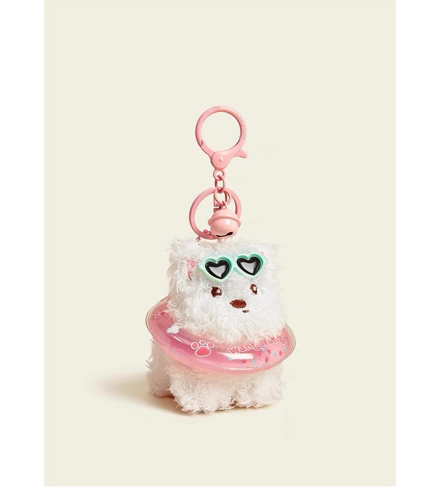 Summer Swimming Dog Plushy Keychain/Bag charm