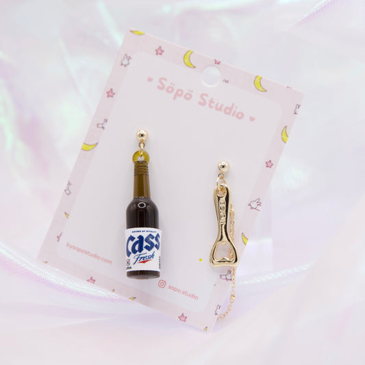 Korea Cass Beer Cute Dangle Earrings - Korvakorut