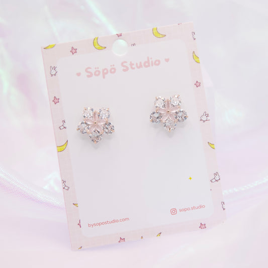 Crystal Sakura Flower Elegance Studs Earrings