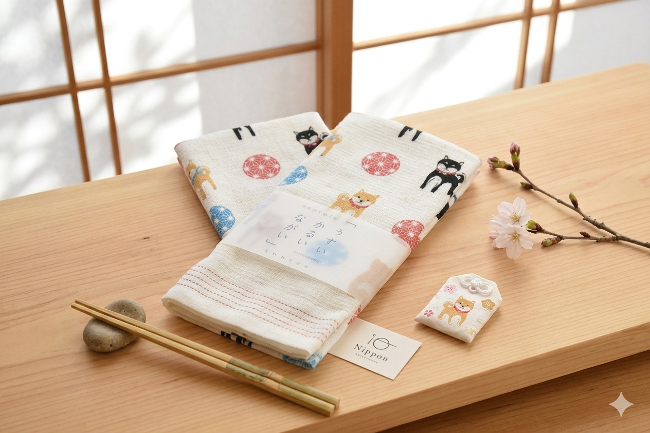Shiba Friends Tenugui Kitchen Towel - Made in Japan