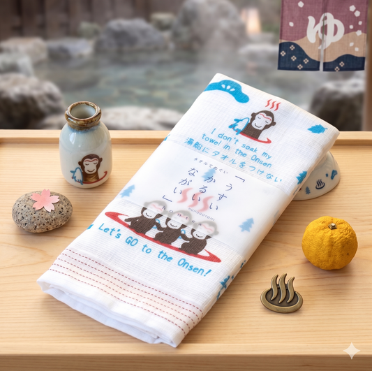 Onsen Monkey Tenugui Kitchen Towel - Made in Japan