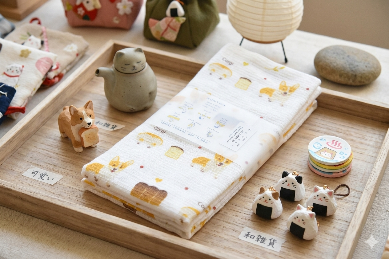 Corgi Tenugui Kitchen Towel - Made in Japan