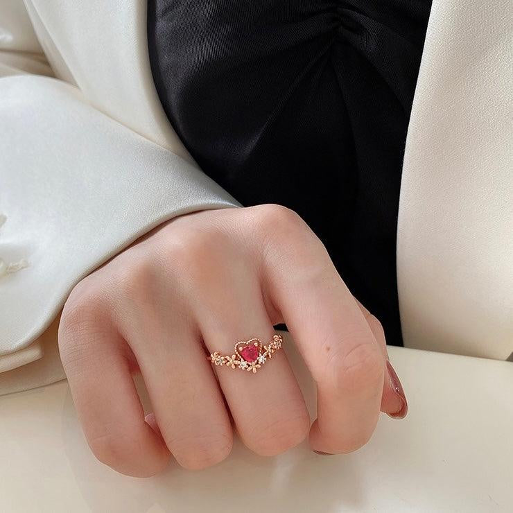 Red Heart Cubic Ring