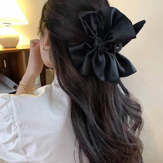 Korean Style Jumbo Black Bow Hair Claws