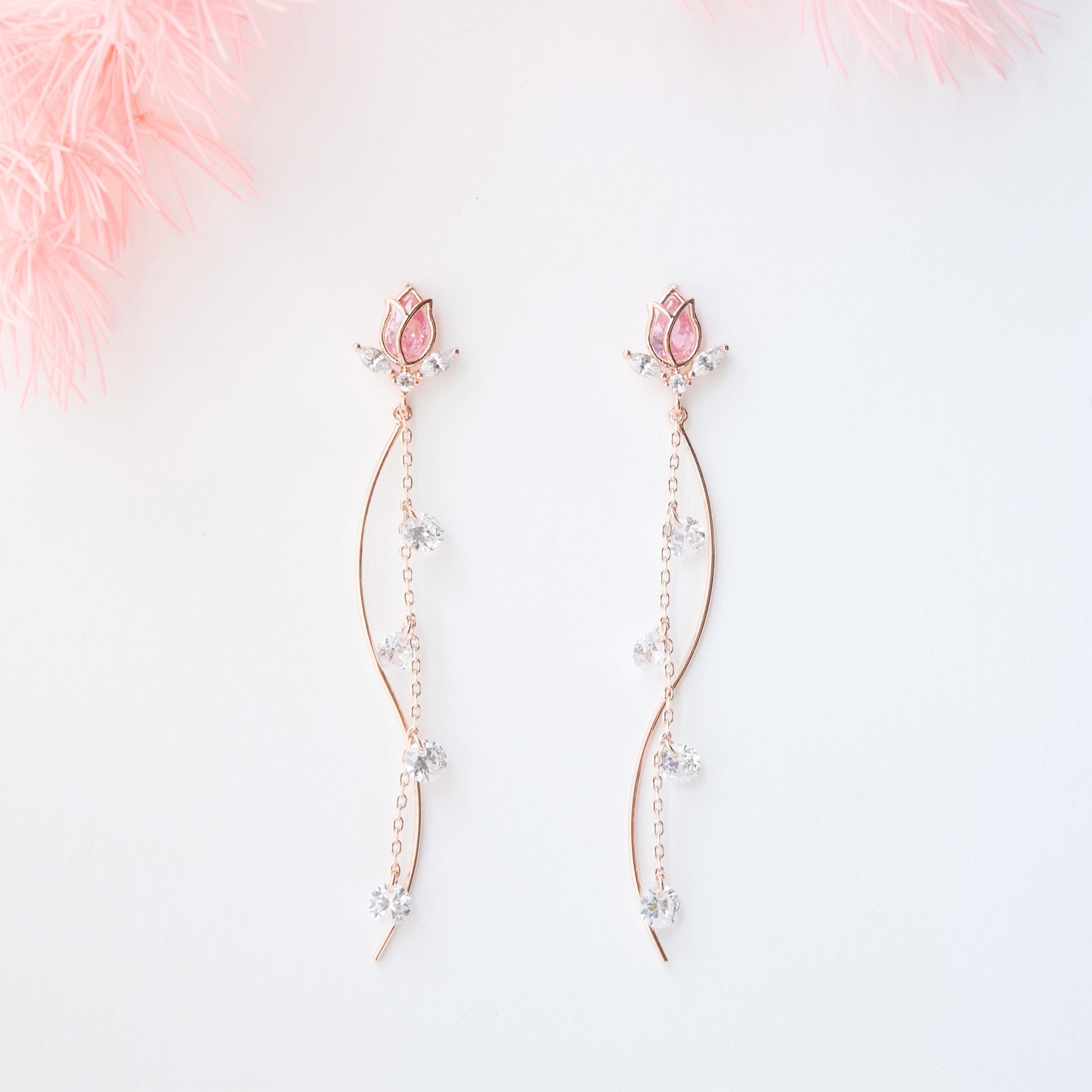 Korean Dainty Rose Crystal Cute Earrings