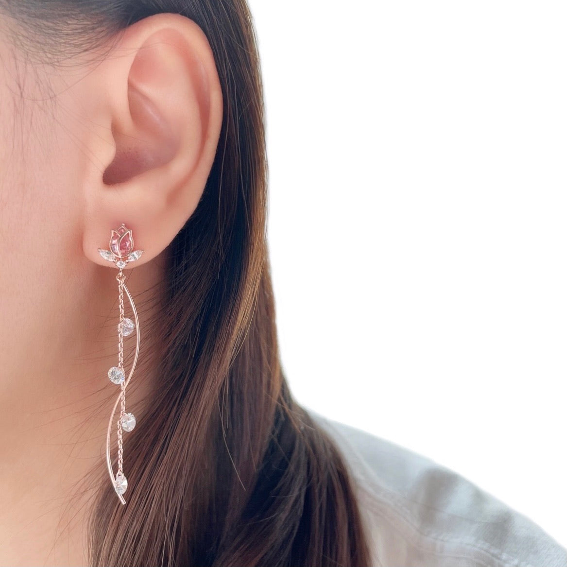 Korean Dainty Rose Crystal Cute Earrings