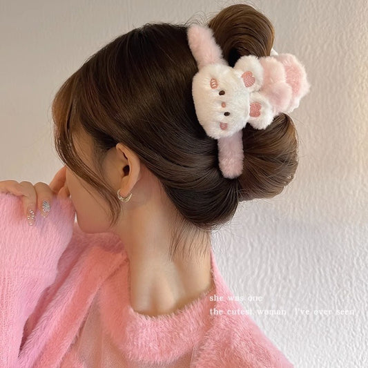Cute Bunny Pink Pompom Korean Style Hair Claws
