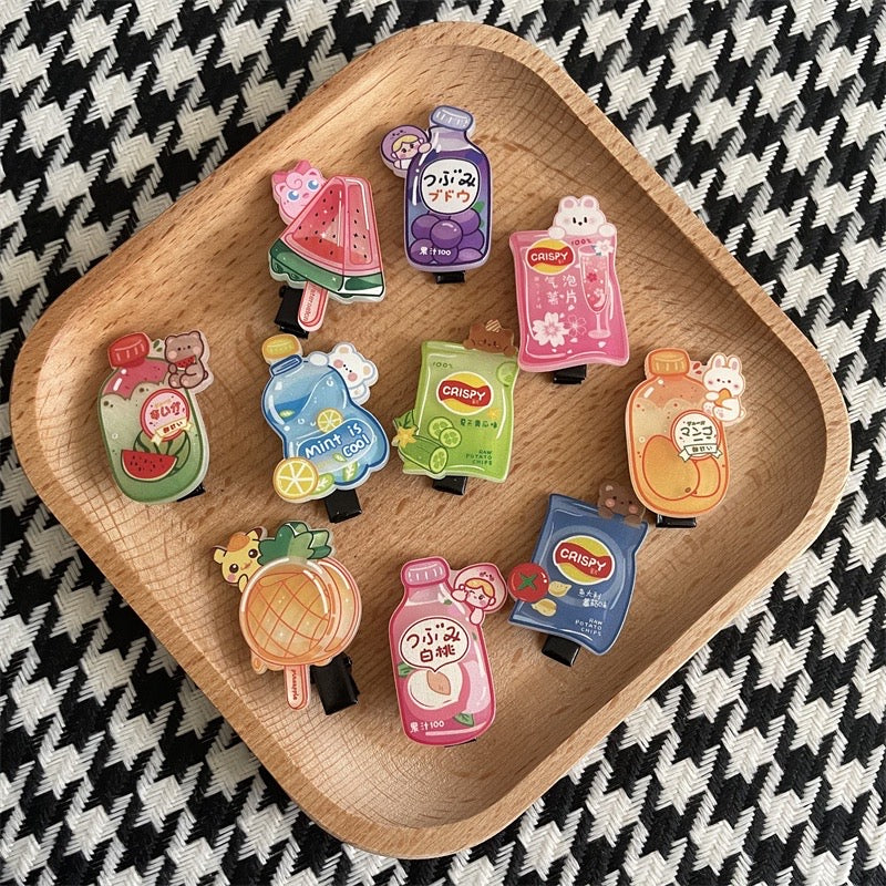 Cute Foodie Hair Pin Set - 10kpl/set
