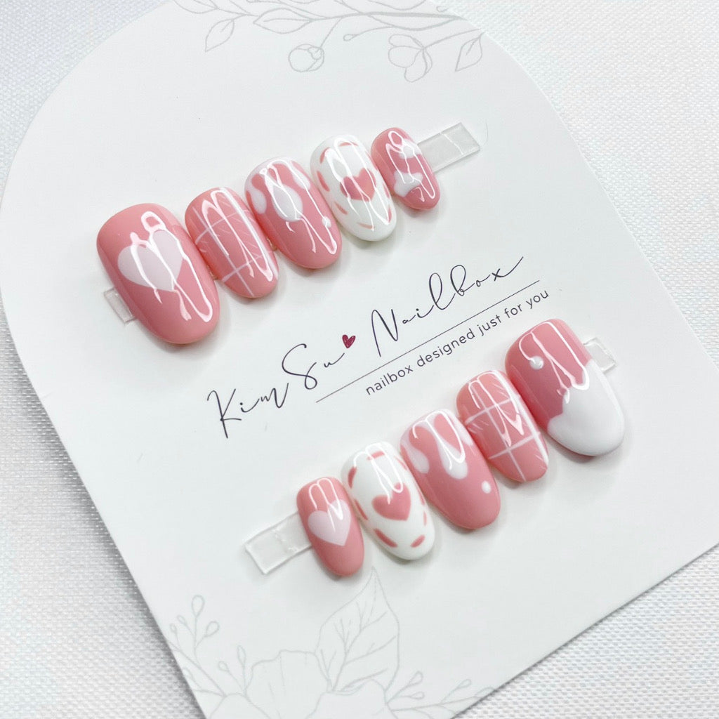 Sweet Pink Strawberry Handmade Press On Nails