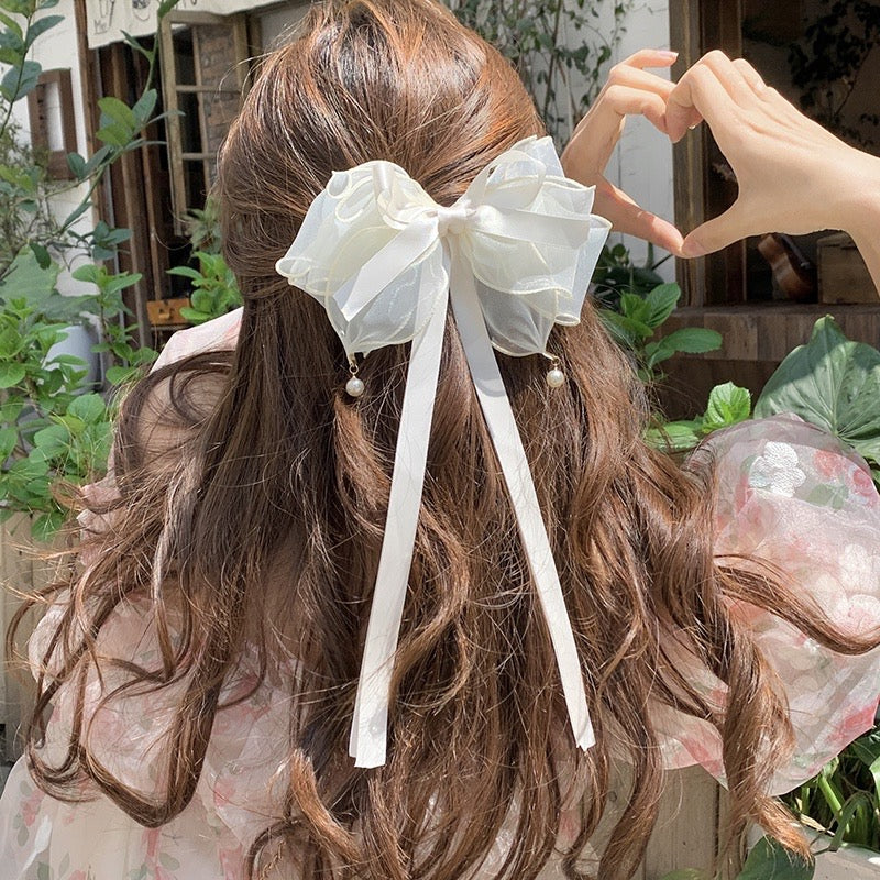 Long Bow Hair Clip Kpop Ballerina - Gift for her