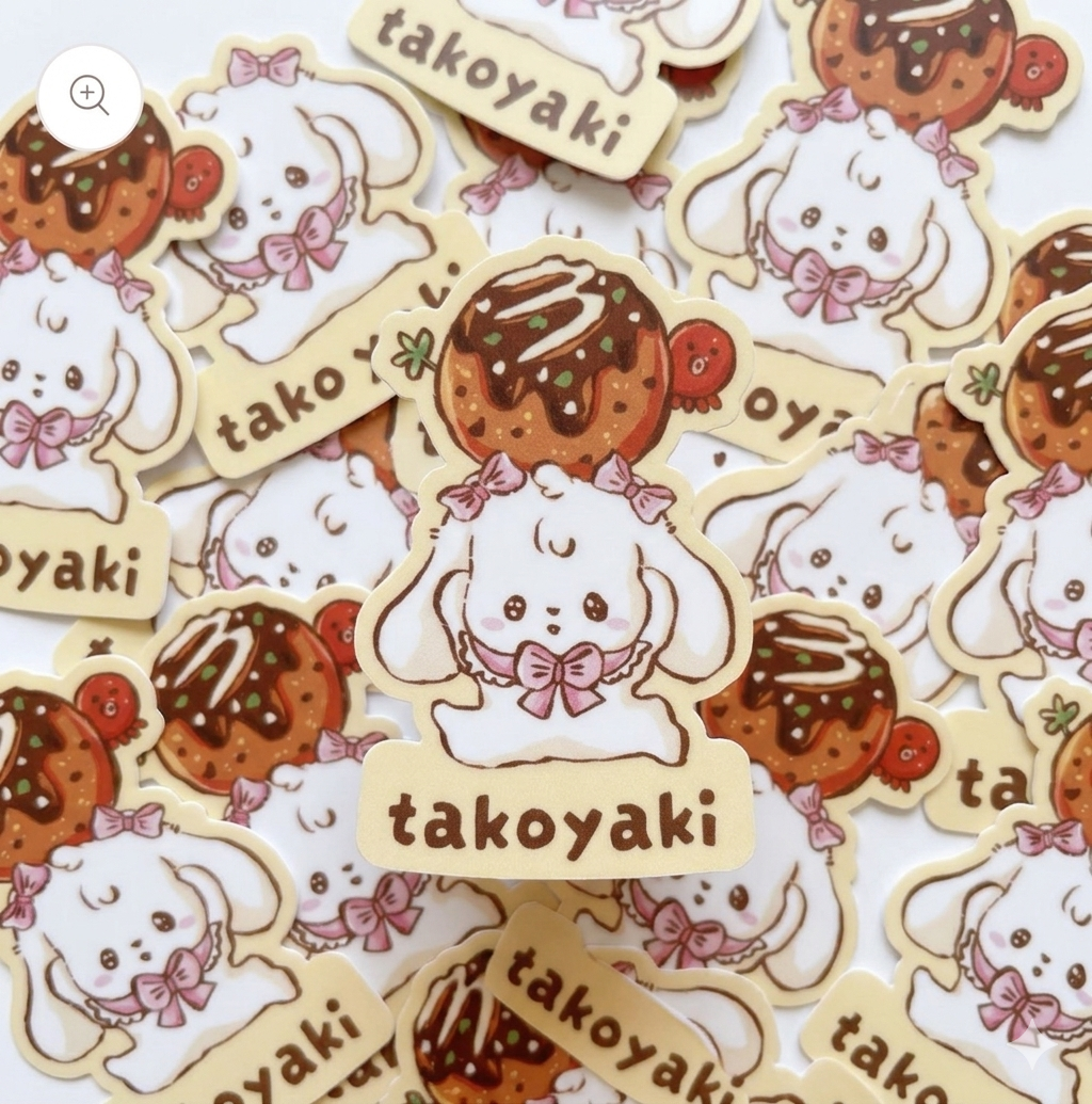 Takoyaki Glitter Vinyl Sticker - Art by Söpö Studio