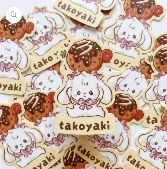 Takoyaki Glitter Vinyl Sticker - Art by Söpö Studio