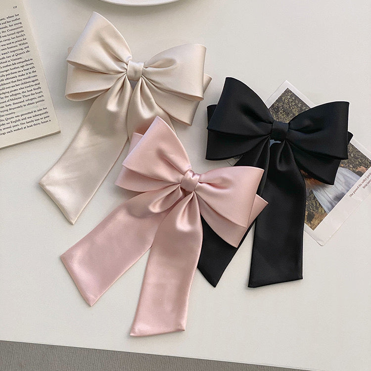 Jumbo Satin Pink Bow Hair Clip