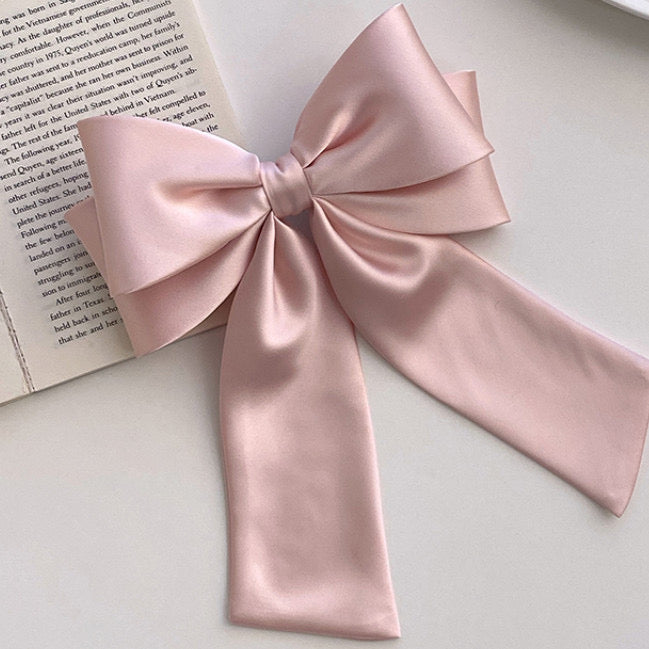 Jumbo Satin Pink Bow Hair Clip