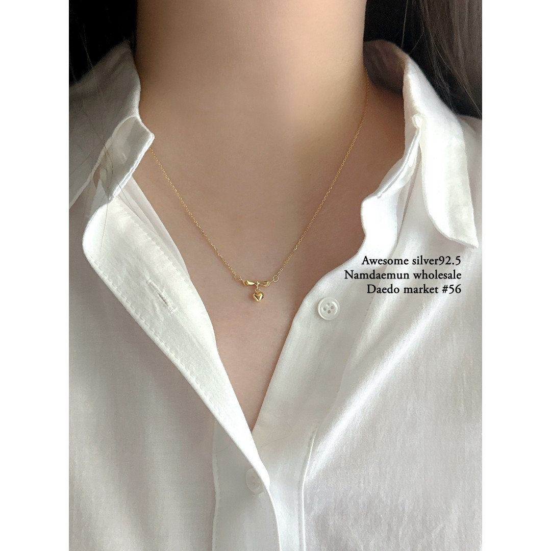 Sterling Silver 925 Petite Heart Korean Necklace Minimalist Style