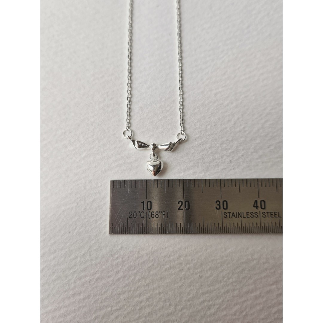 Sterling Silver 925 Petite Heart Korean Necklace Minimalist Style