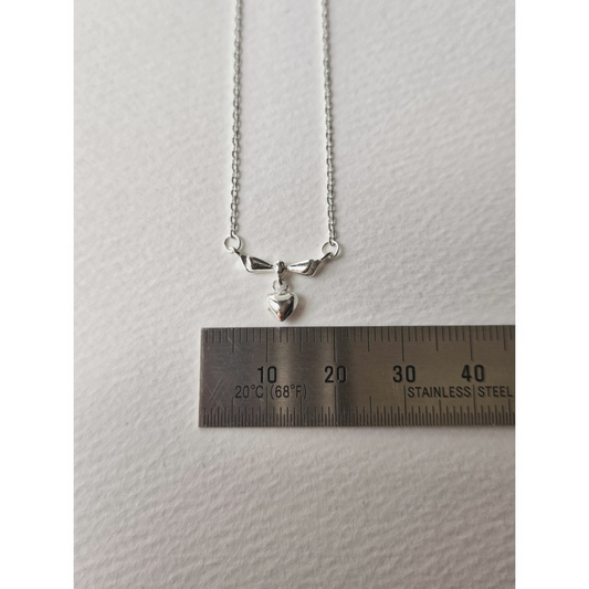 Sterling Silver 925 Petite Heart Korean Necklace Minimalist Style