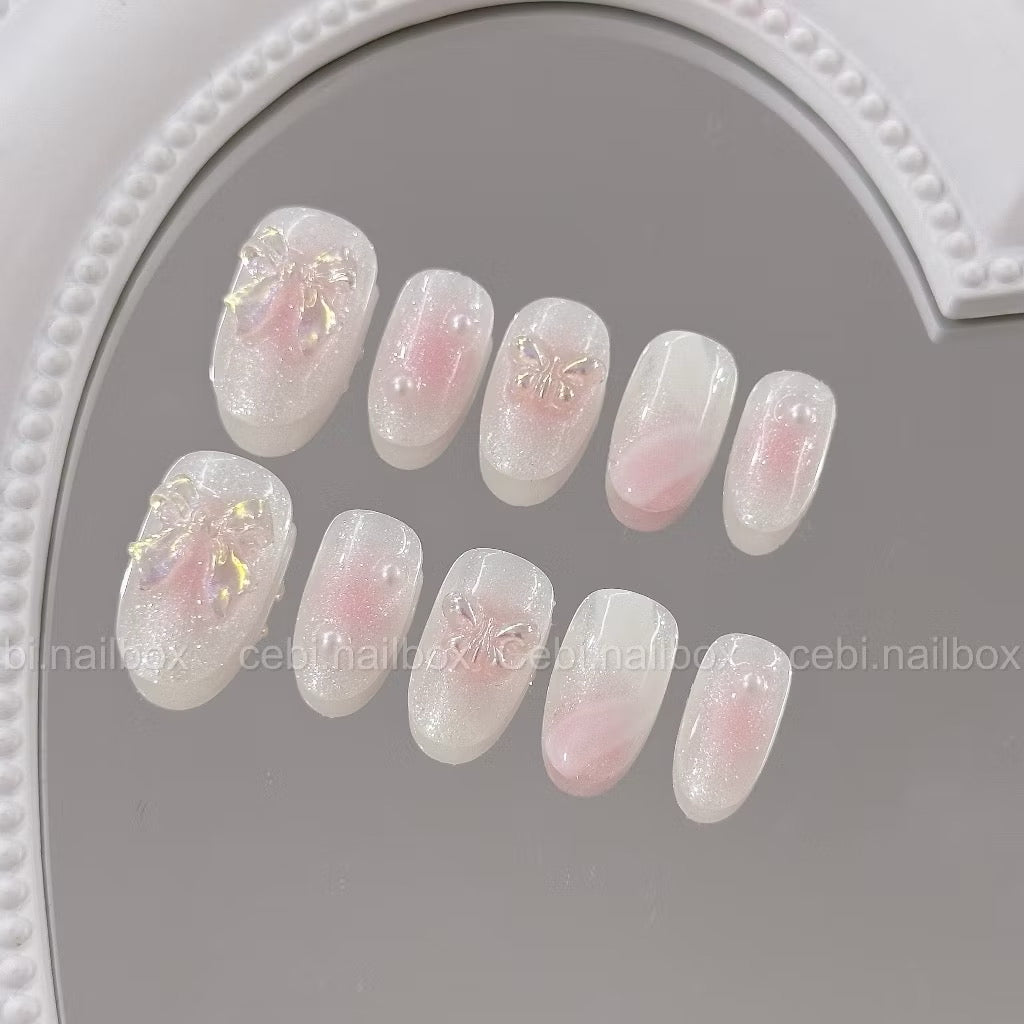 Daily Short Nails Sweet Pastel Pink Handmade Press-on Nails