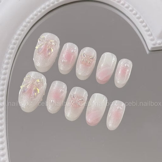 Daily Short Nails Sweet Pastel Pink Handmade Press-on Nails