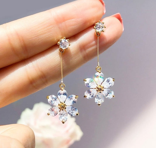 Crystal Flower Cherry Blossom Earrings
