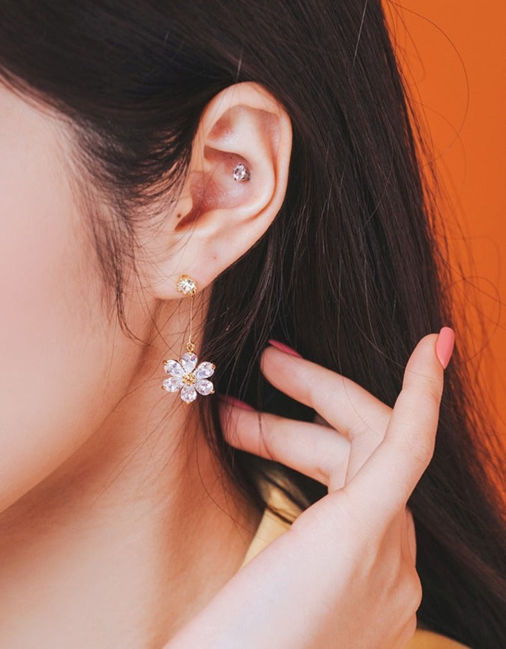 Crystal Flower Cherry Blossom Earrings