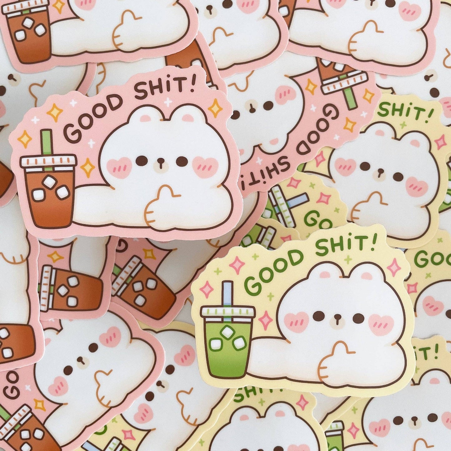 Good Shit Coffee and Matcha Bear Stickers