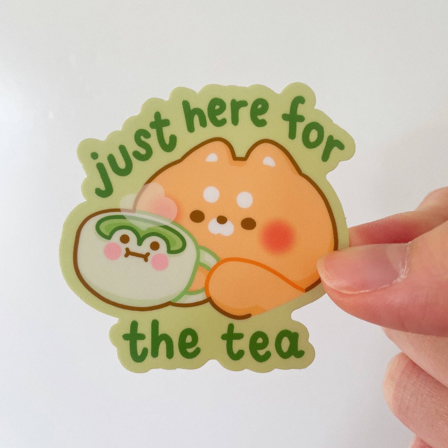 Just Here for the Tea Shiba Dog Sticker