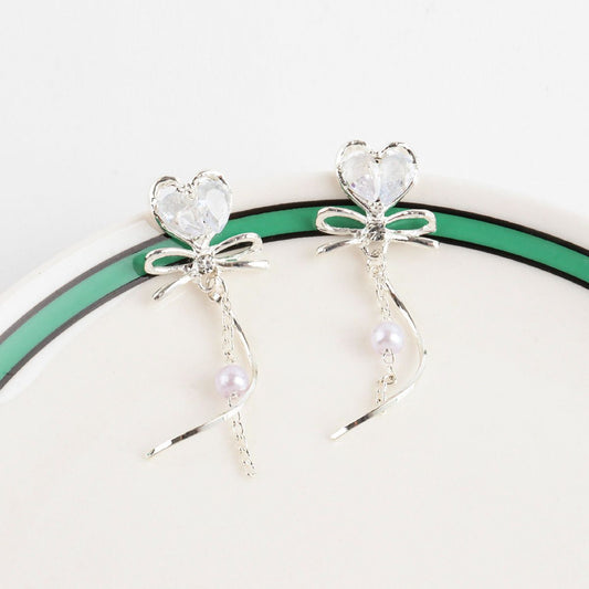 Fairy Heart Dangle Korean Dainty Style Earrings