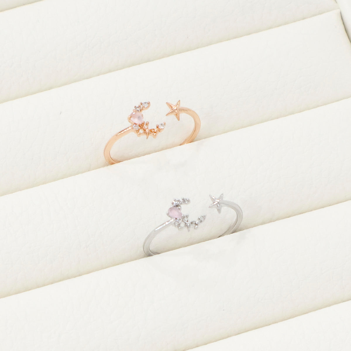 Cubic Cute Moon Korean Adjustable Rings - 2 colors