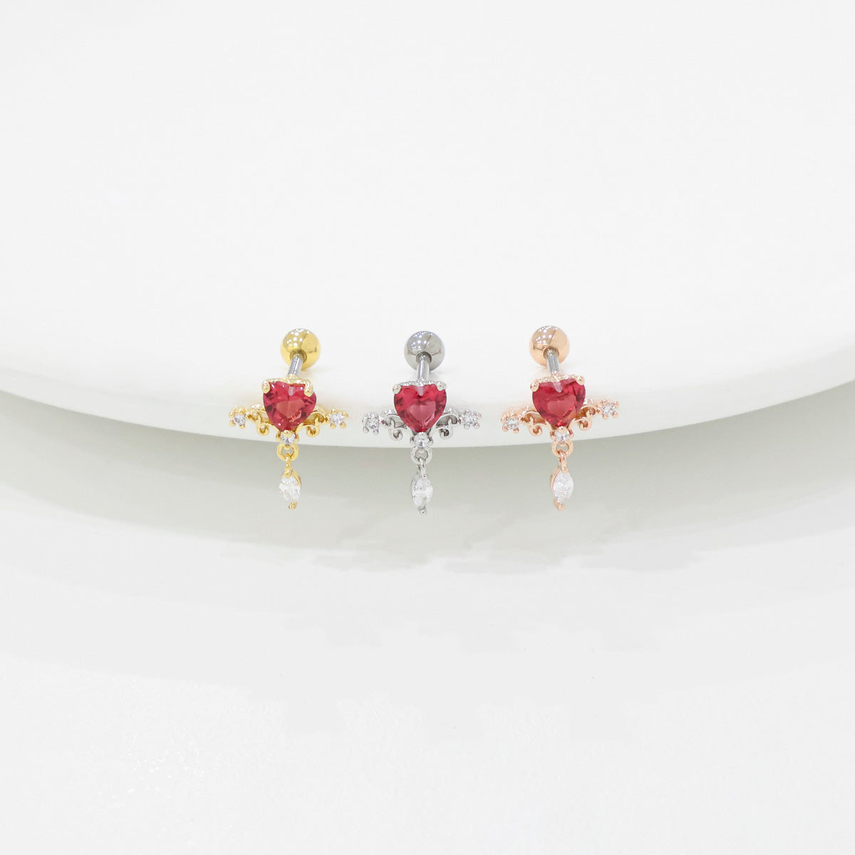 Cupid Crystal Heart Korean Ear Piercing - 2 colors