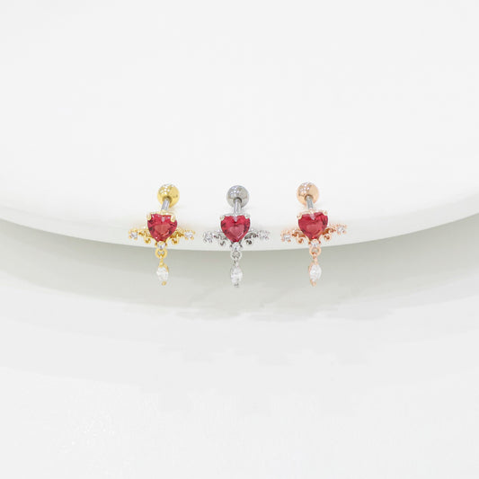 Cupid Crystal Heart Korean Ear Piercing - 2 colors