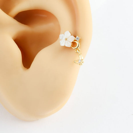 Flower Butterfly Drop Korean Ear Piercing - 2 colors