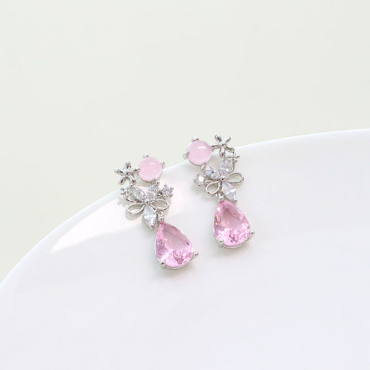 Pastel Pink Blossom Flower Studs Korean Dainty Style Earrings