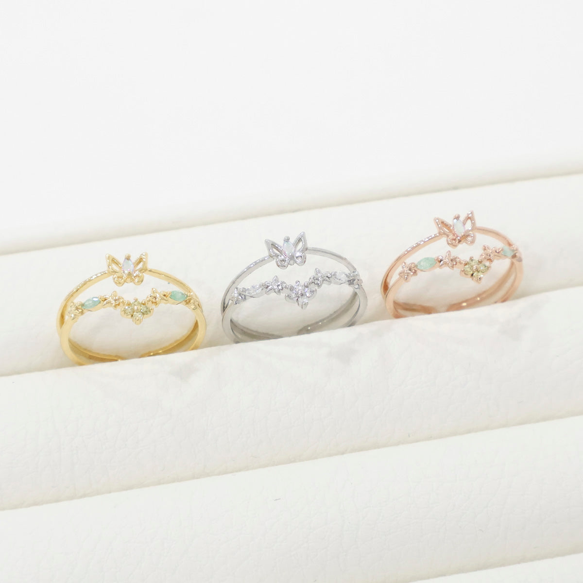 Petit Butterfly Double Layered Adjustable Ring Made in Korea - 3 colors