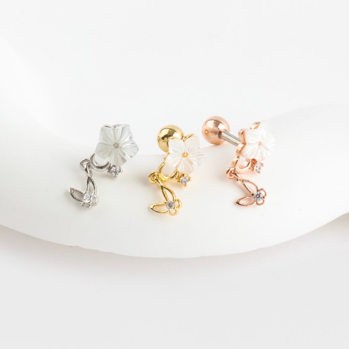 Flower Butterfly Drop Korean Ear Piercing - 2 colors