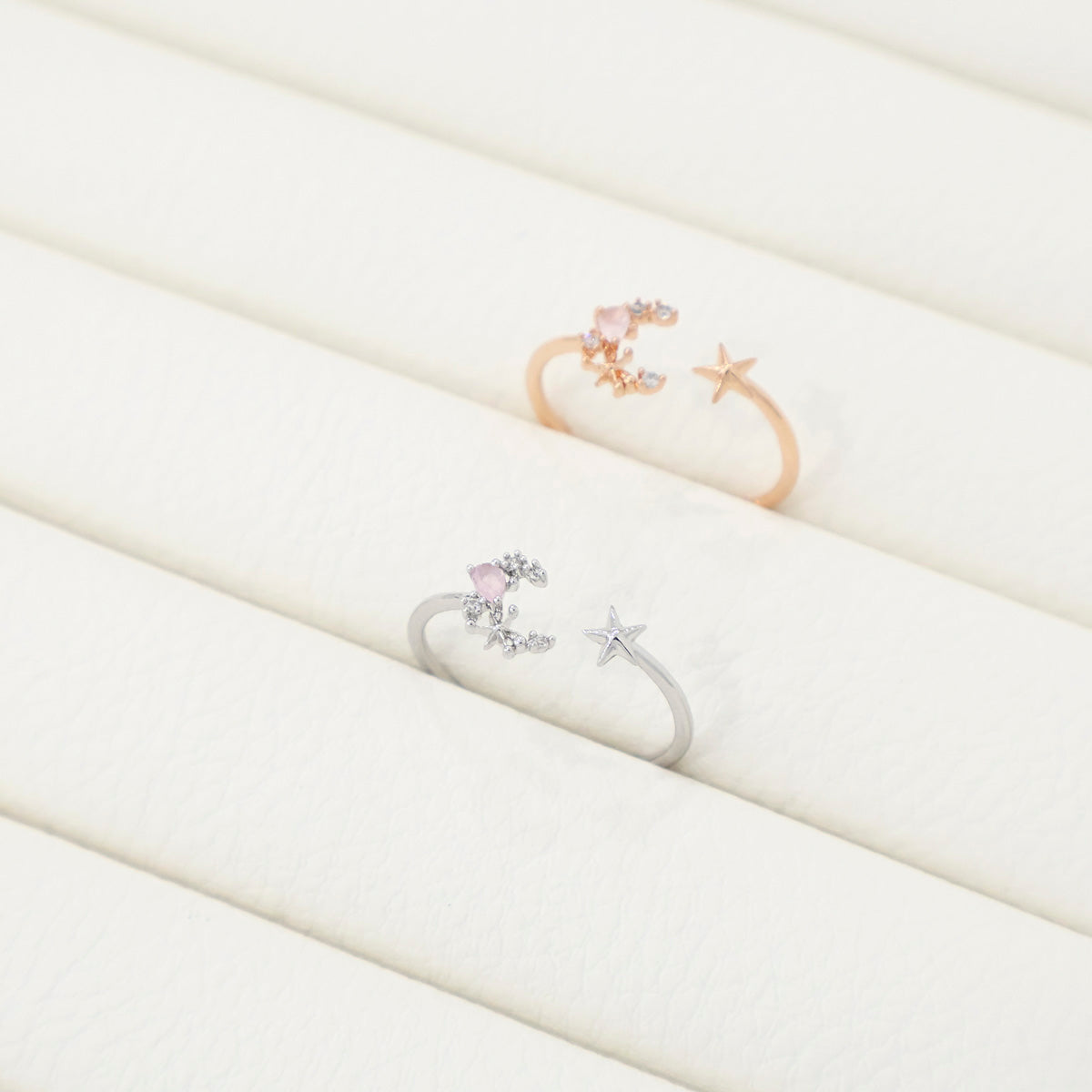 Cubic Cute Moon Korean Adjustable Rings - 2 colors
